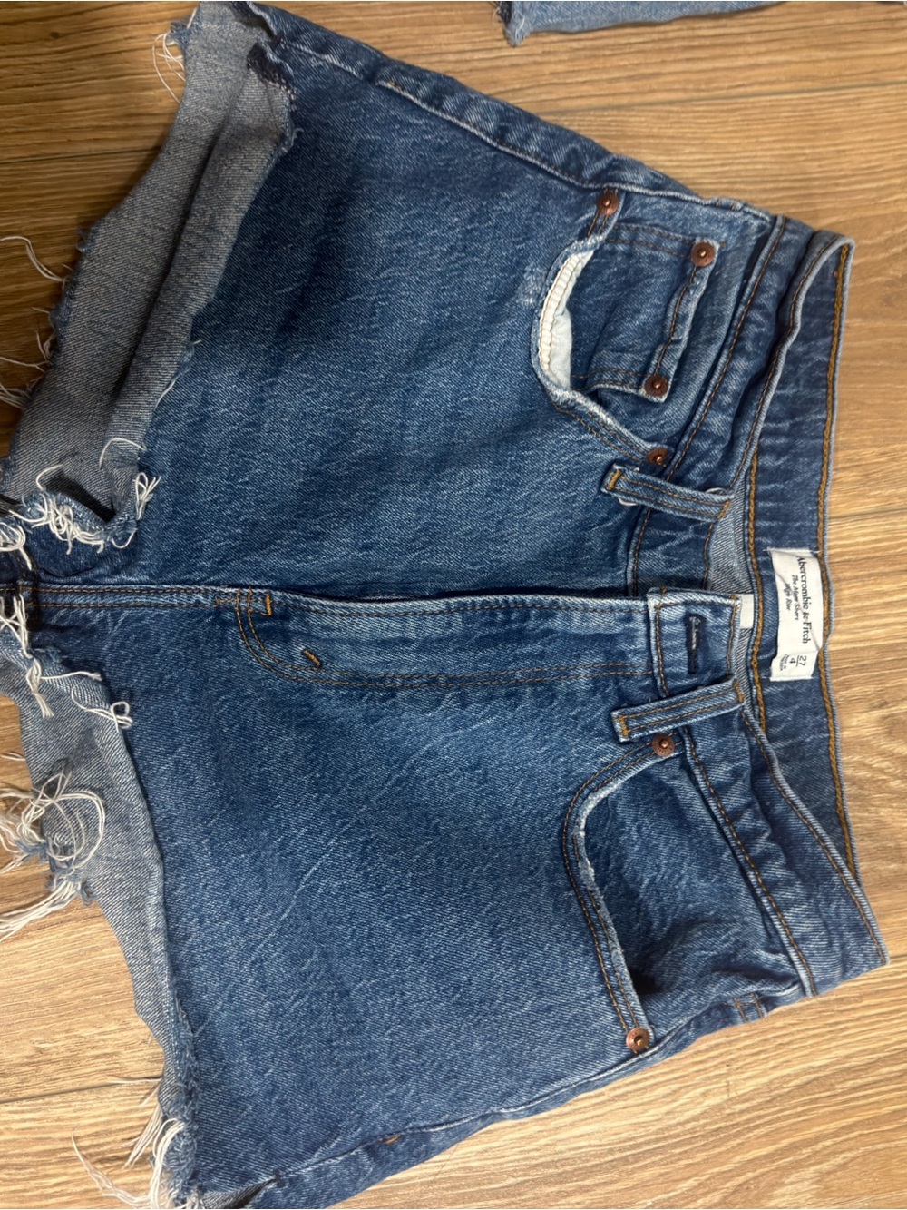 Abercrombie & Fitch Dark Blue High-Rise Denim Cutoff Shorts